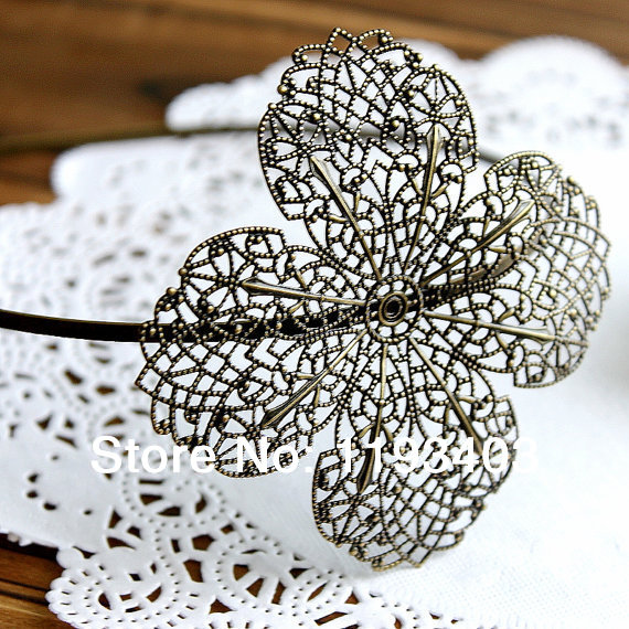 10PCS Adjustable Antique Bronze Filigree 85 x 85 mm Floral HeadBand Setting hairband accessories NICKEL FREE-(HBSB-3) 1