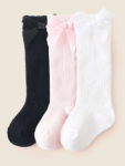 3pairs/lot Newborn Baby Knee High Socks Girls Boys Toddler Bows Knot Spanish Infant Kids Children Cute Long Cotton Sock Pack 1