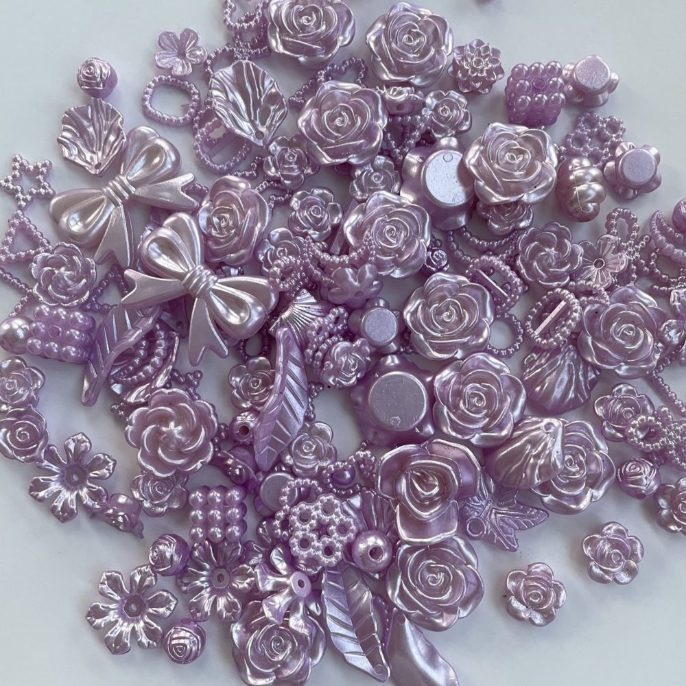 100-150pcs ABS Resin Flower Jewelry DIY Material Pearl Roses For Art Flatback Rhinestones Beads Heart Handmade Accessories Moon 3