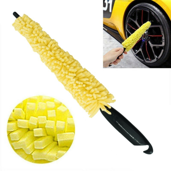 1Pc Vehicle Cleaning Brush Car Wheel Wash Brush Tire Scrub Brush Yellow Sponges With Plastic Handle Car Wash Tools Accessories 1