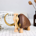 Golden Wooden Elephant Statue Elegant Lucky Wealth Mammoth Figurine Craft Office Hotel Desktop Ornament Sculpture For Home Decor 6