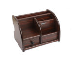 Luxury Wood Desk Organizer Office Bureau Pen Holder Wooden Sorter with Drawer 3