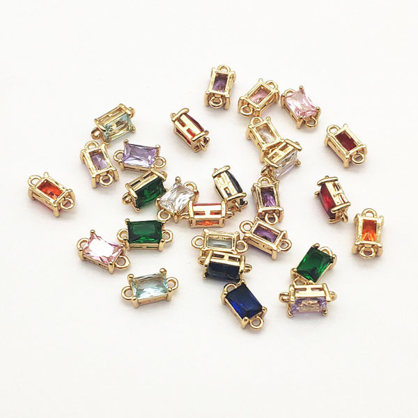 New Arrival! 12x6mm 100pcs Cubic Zirconia Cuboid Connectors for Handmade Necklace/Earring DIY Parts,Jewelry Accessories Findings 1