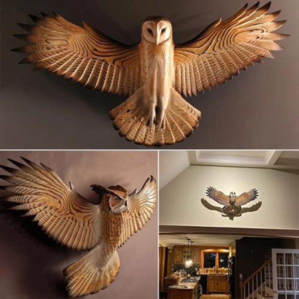 Owl Wall Statue Resin Handmade Crafts Wall Hanging Ornament for Living Room Garden Office Decoration Figurine 1