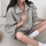 PLAMTEE Korea Stylish Women Casual Two Piece Sets 2022 Summer Sports Loose New Oversize Tops High Waist Streetwear Shorts 3