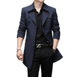 M-9xl Plus Size Mens Trench Coat Spring Autumn Male Outerwear Overcoat Long Style Single Breasted Windbreaker Top Clothes Hy145 5