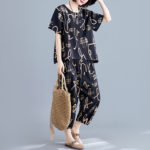 2022 New Arrival Print Soft Cotton Linen Loose Fashion Women Clothes Sets T Shirts Tops Harem Pants 2pcs Summer Casual Set Suits 3