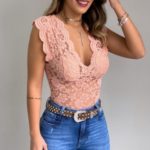 Lace Blouses Shirts Sexy Club Female Acrylic Shirts Deep V Summer Fashon Tops Lace Sexy V Neck Sleeveless Fashon Top 4