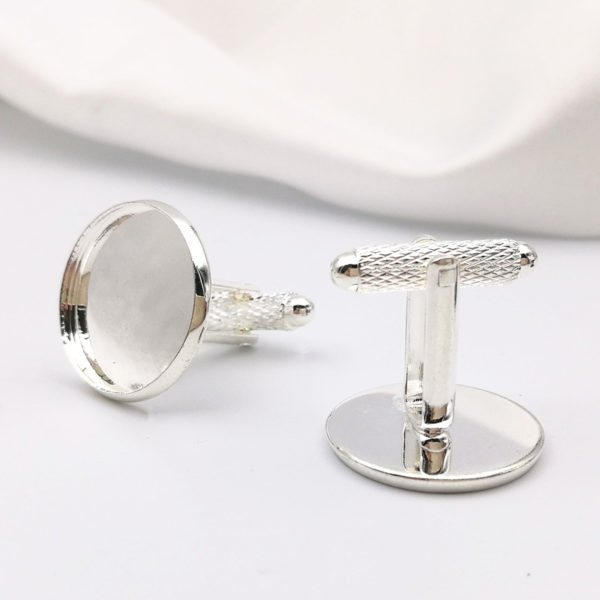 Fit 18mm Round French Cufflinks Blank Settings Silver color Copper Cufflinks Base DIY Jewelry Accessories B20204 2