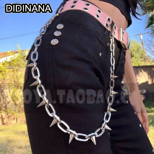 Women's Men's Punk Rivet Pants Waist Chain Trousers Decorate Chain Rock Hip hop jewelry Accessories Unisex 1