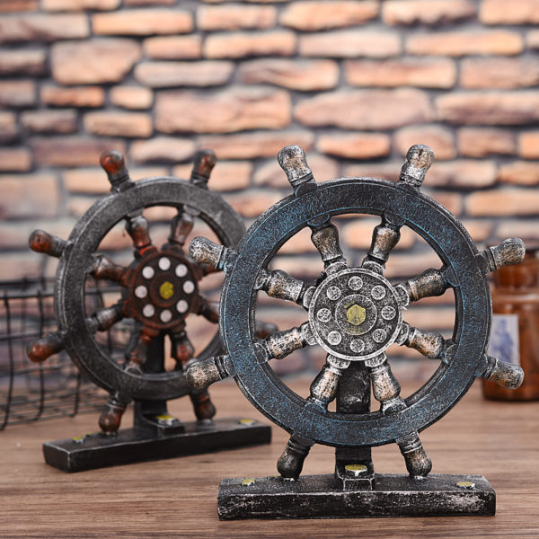 Creative Retro Rudder Compass Model Cafe Office Window Decoration Desktop Props Decorations Home Decoration Accessories 1