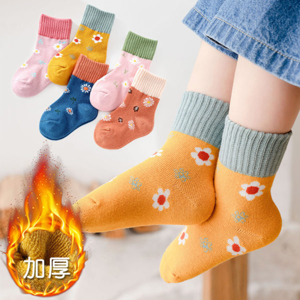 5 Pairs/Lot Children's Socks Autumn and Winter Thick Fluffy Terry Socks Cartoon Boys Girls Keep Warm Socks For 1-12 Years 1