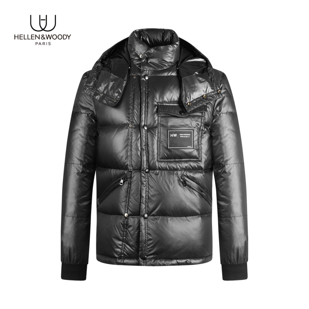 HELLEN&WOODY Winter New Arrivals Mens Clothing Hooded White Duck Down Jacket Causal Slim Fit Coats 3