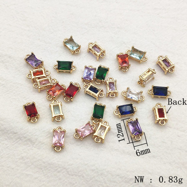 New Arrival! 12x6mm 100pcs Cubic Zirconia Cuboid Connectors for Handmade Necklace/Earring DIY Parts,Jewelry Accessories Findings 2