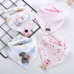 4 Pieces Baby Bibs Cotton Triangle Double Cartoon Saliva Towel Baby Boys Girls Feeding Apron Bandana Bibs Newborn Accessories 5