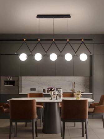 Black Or Gold LED Chandelier Dining Room Coffee Shop Modern Long Pendant Lamp Creative Restaurant Bar Multi-head Hanging Light 1