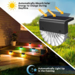 Solar Deck Light Wall Lamp Outdoor Garden Festoon Lighting for Patio, Stairs,Yard ,Fences Color Changing 20 Lumen 6