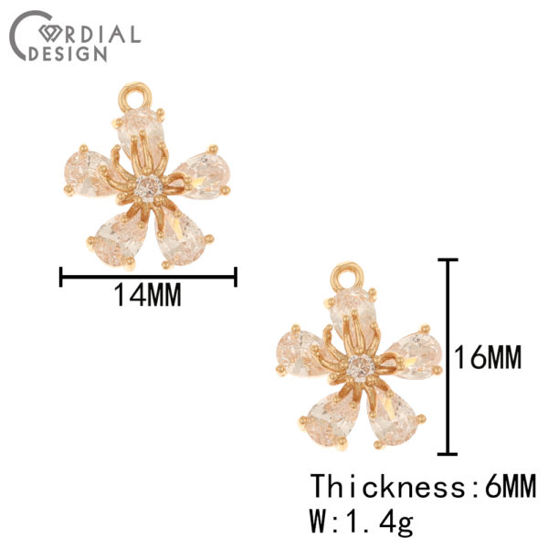 Cordial Design 50Pcs 14*16MM Necklace Pendant/Hand Made/Jewelry Accessories/Flower Shape/Jewelry Findings Components/DIY Making 2