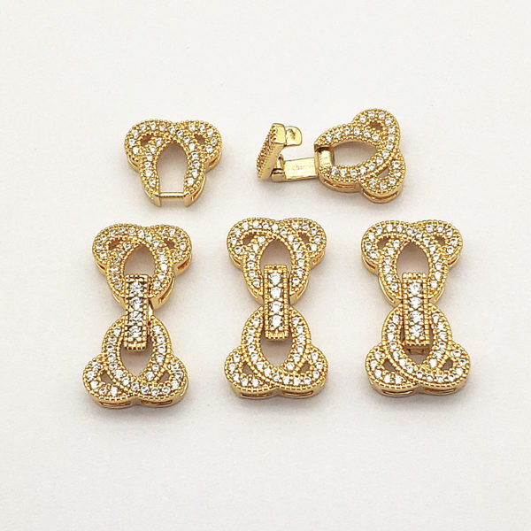 NEW ARRIVAL! 22x12mm 30sets Plating Real Gold Cubic Zirconia Clasps&Hooks Connectors For Handmade Bracelet Parts DIY Accessories 1