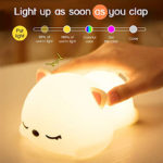 Touch Bedside Lamp Purr Cat Silicone Lighting Remote Control Kitten Nightlights USB Charging Led Lamps for Kids Baby Home Decor 4