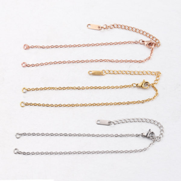 50Pcs/Lot 2mm Thickness 15+6cm 18+6cm 20+6cm Length Chains Stainless Steel DIY Chain Bracelets Making Jewelry Accessories 1