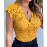 Lace Blouses Shirts Sexy Club Female Acrylic Shirts Deep V Summer Fashon Tops Lace Sexy V Neck Sleeveless Fashon Top 3