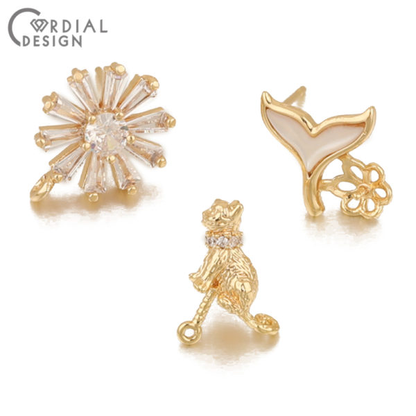 Cordial Design 30Pcs DIY Making/Jewelry Accessories/CZ Earrings Stud/Genuine Gold Plating/Jewelry Findings Components/Hand Made 1