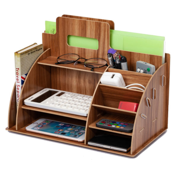 Wood Desk Organizer Office Bureau Pen Holder Wooden Sorter with Drawer Organizer Pen Pencil Organizer 1