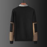 Men Mock Two-Piece Fleece Sweater Winter Thick Knitting Male Geometry Pattern Lapel Long Sleeve Trendy Pullover Knitwear 3