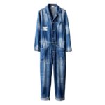 Autumn Spring Safari Style Overalls Mens Straight Loose Fit Single Breasted Jeans Fashion Long Sleeve Casual Denim Jumpsuits Men 5