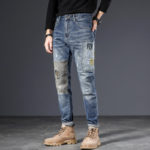 Mens Ripped Patchwork Jeans Blue Slim Fit Hole jean Pants Casual Biker Trousers Streetwear 2022 High Quality Denim Man Clothing 3