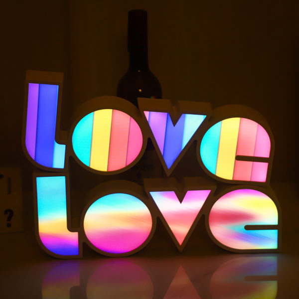 Colorful Creative Lamp Wedding Party Bedroom Decoration Night Lamp Gift Battery Operated USB Power Rainbow LOVE LED Night Light 2