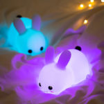 Rabbit Night Light Silicone Dimmable Touch Sleeping Lights USB Rechargeable Children's Night Lamp RGB Remote Cute Feeding Lamps 2