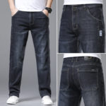 2022 Loose Fit Denim Men Elastic Waist Fashion Casual Pants Male Brand Trousers Straight Jeans 3