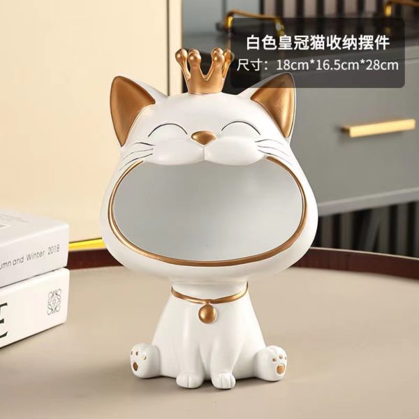 Creative porch decoration crown fortune cat home decoration key cosmetics storage box living room office decoration 1