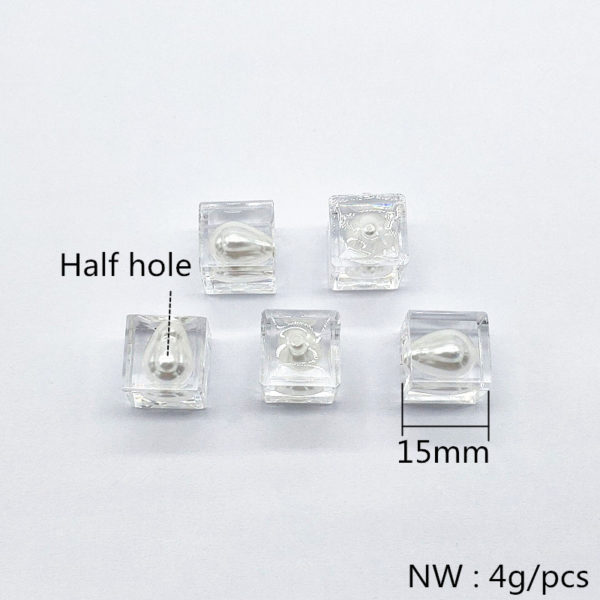 New arrival! 15mm 50pcs Built-in Drop imitation pearl Square beads for Earrings parts,hand Made Earrings Findings Jewelry DIY 2