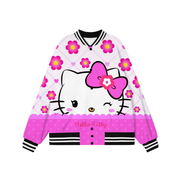 Hip Hop Street Style Ladies Jacket New Hello Kitty Baseball Jacket Harajuku Oversized Bomber Jacket Women's Spring Jacket 1