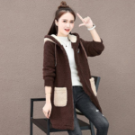 Autumn Winter Mid-Length Hooded Coats with Pocket Autumn Winter Warm Casual Coats Sweatshirts New Plush Thick Lamb Velvet Jacket 4