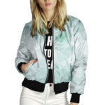 Women's Jacket Tops Long Sleeves Colorful Geometry Print Baseball Collar Zipper Coat Slim Lady Girls bomber Jacket Street Style 1