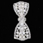 Delysia King Women Trendy Pearl Bow Hair Accessories Girls High-grade Grace Temperament Crystal Inlay Horsetail Clip 4