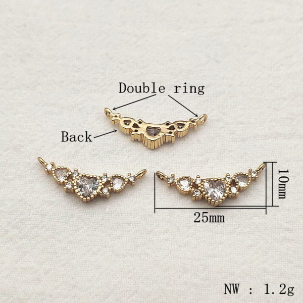 New Arrival! 10x25mm 50pcs Cubic Zirconia Heart Connectors for Handmade Necklace/Earring DIY Parts,Jewelry Accessories Findings 2