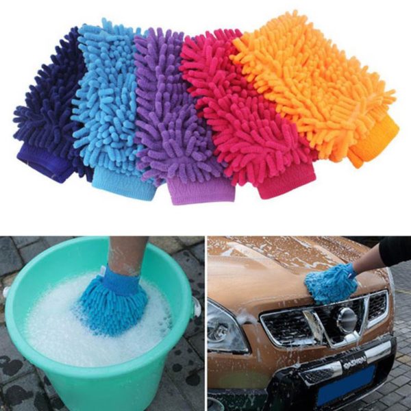 Double-sided Microfiber Washable Car Washing Gloves Car Care Cleaning Gloves Cleaning Cloth Towel 2