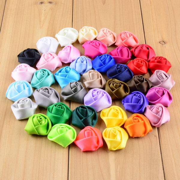 20pcs/lot 39 Colors 2.5CM Handmade DIY Satin Ribbon Rose Flower Kids Hair Silk Flower Accessories Diy Accessories 1