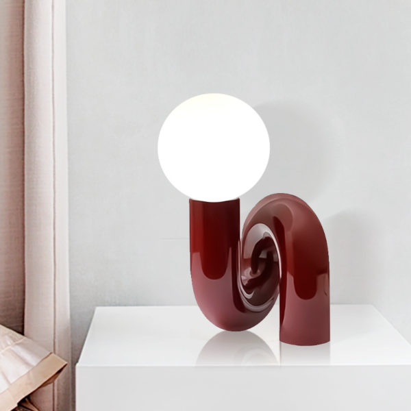 New Resin Red Blue Led Table Lamp Glass Ball Bedroom Bedside Desk Light Children Room Designer Model Room House Decor 1