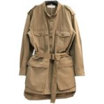 Spring New Women's Khaki Denim Jacket Vintage Big Pocket Work Denim Dress Single-breasted Long-sleeve Short Trench Coat 3