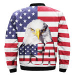 Cool bald eagle American flag print fashion streetwear men's casual bomber jacket 2