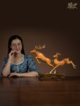 Double Fortune Copper Deer Statue Home Office Room Desktop Decoration Collect Ornaments Gifts 5