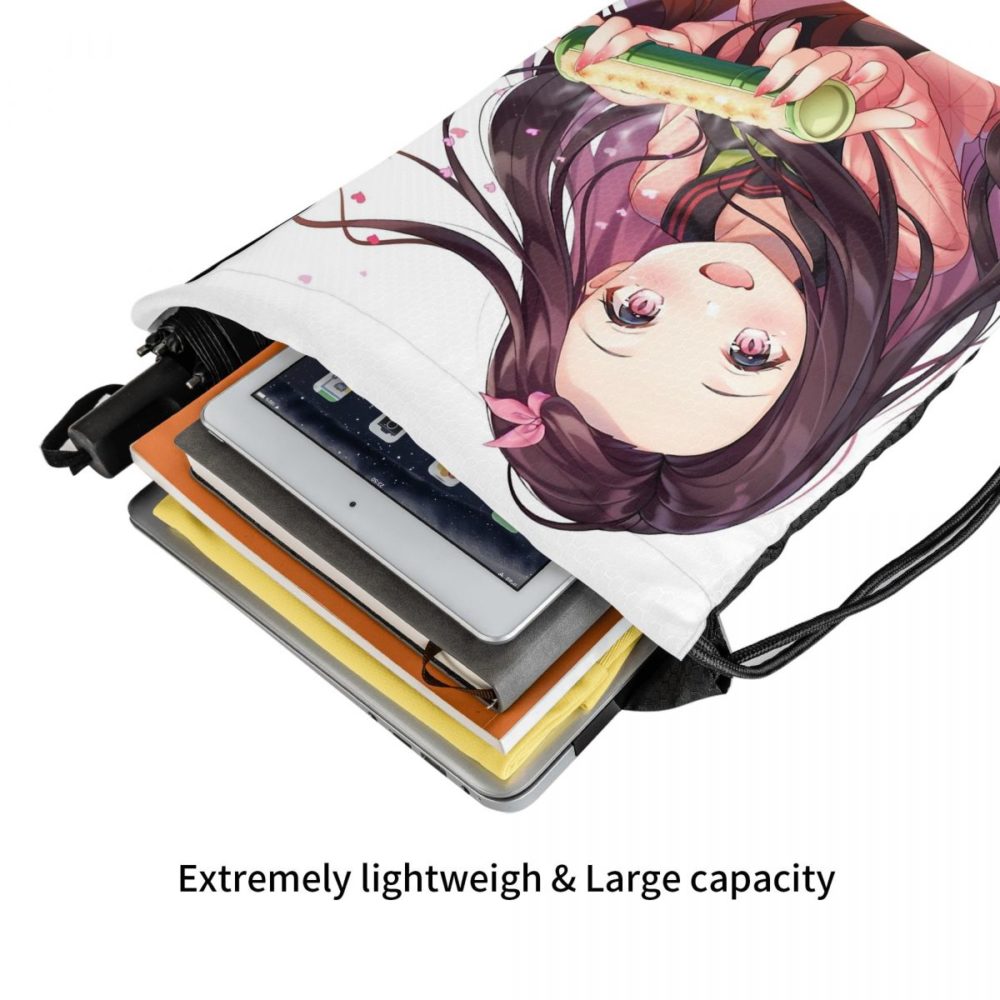 Nezuko Kamado Demon Slayer Anime Portable Sports Drawstring Bags Riding Backpack Gym Clothes Storage Backpacks 5