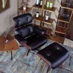 Modern Lounge Chair and Ottoman with Real Leather for Home Office - Red Rose Wood&BlackSuitable for Bedrooms Living Rooms 2