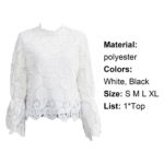 Tops Loose Sexy Hollow Design Long Sleeve Fashion Women Lace Blouses for Daily Wear 4